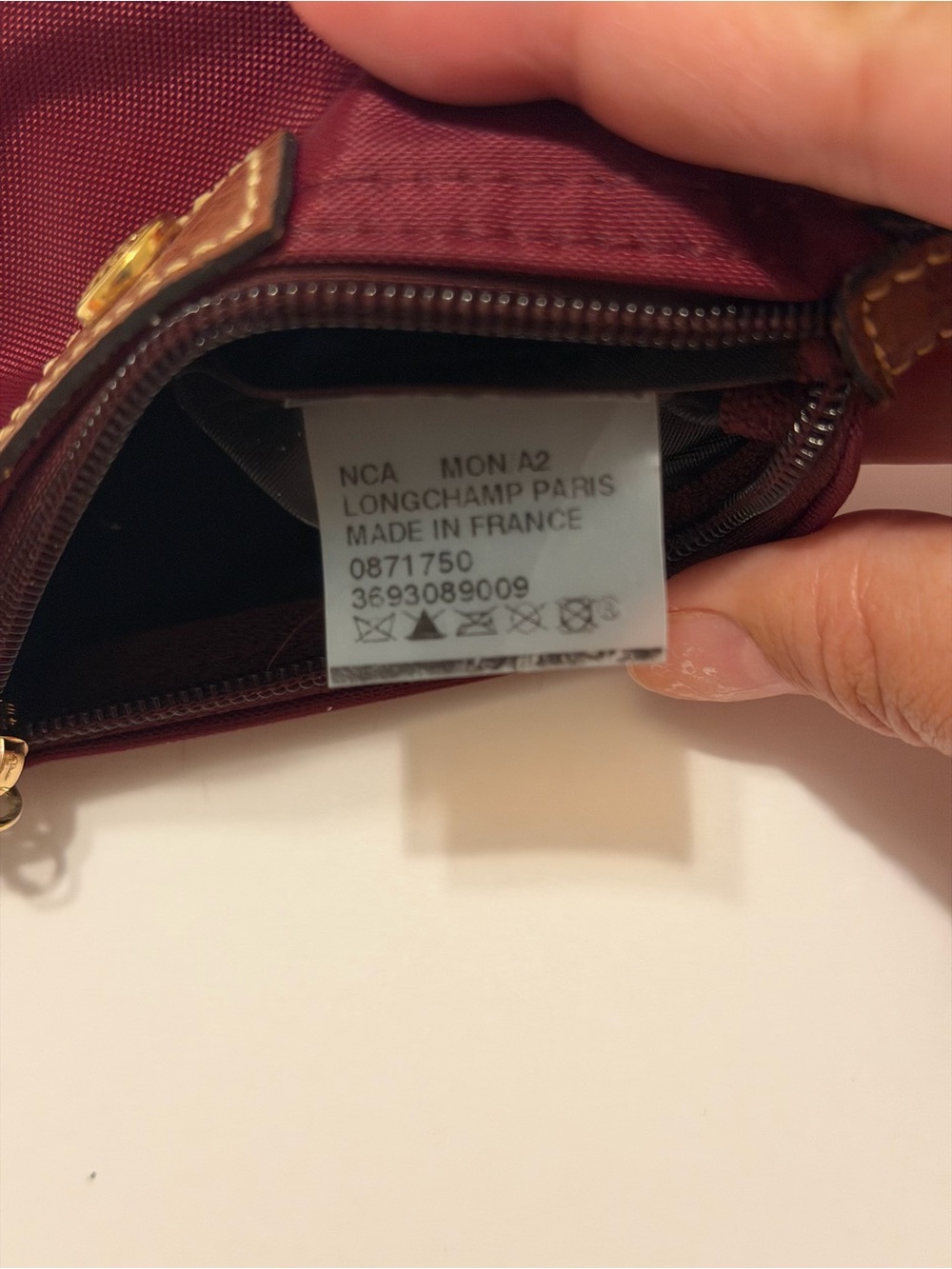 Longchamp Le Pliage Burgundy Nylon Coin purse with Brown Trim - Picture 3 of 9